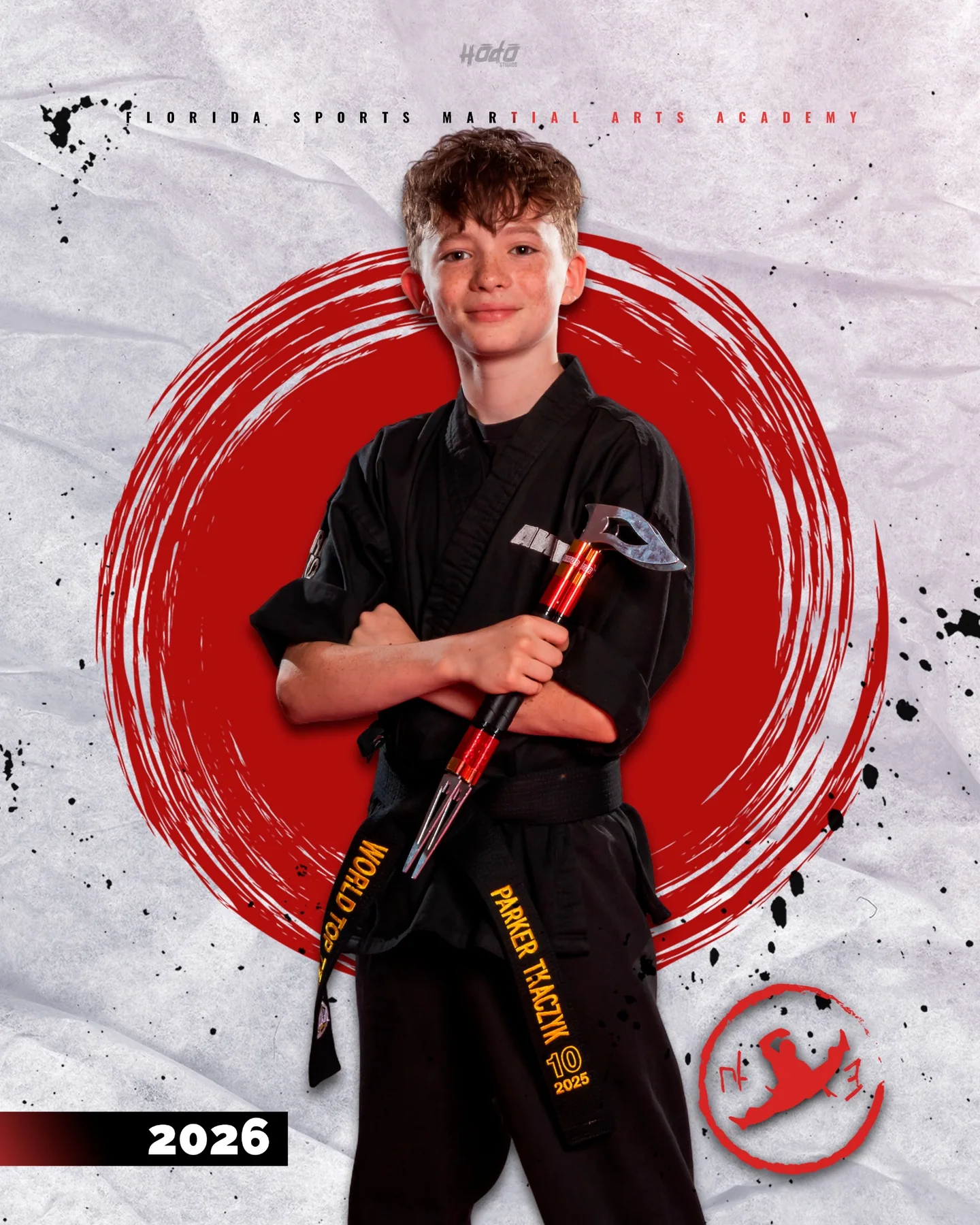 Portrait of Parker Tkaczyk in his sport karate uniform